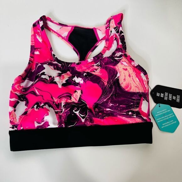 Rise by LuLaRoe Invincible Purple Pink Mesh Racerback Sports Jog Bra - Picture 1 of 7